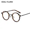 Oulylan Anti Blue Light Lega Round Glasses Frame Myopia Prescription Spectacle Women Retro Metal Eyecyes Unisex 240507