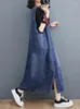 Lässige Kleider 2024 Sommer Vintage Frau Kleid Vestidos Robe Elbise Lose Plus Size Blue ärmellose Denim Long