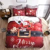 Bettwäsche Sets 2024 Home Textile Kinder Bettwäsche Weihnachten Weihnachtsmann Snowman Quilt Cover Kissenbezug Set Zweibett Duvet