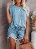 Womens T -shirt shortsleeve blus Lous Crewneck Ladies Casual Summer Tunic Tops 240506