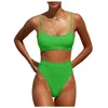 Frauen Badebekleidung Womens High Tailled Badeanzüge unterer gepolsterter Badeanzüge elastischer Bikini -Sets zweiteiliger Badeanzug
