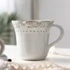 Cups Saucers European Style Coffee Tasse und Untertassen Set Keramik Tasse Kleine Luxus einfache geprägte Tazas Haushaltstee LH50BD