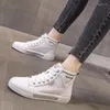 Casual schoenen vrouwen flats echt zacht lederen student all-match high top sneakers herfst ademende vrouw
