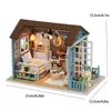 建築/DIYハウスDIYミニチュアドールハウスキットアセンブルパズル3D木製ハウスルームクラフト家具LEDライト子供誕生日ギフトおもちゃ