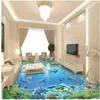 Bakgrunder Vackert landskap 3D -våning Målning Bakgrund Blue Ocean Dolphin Golv