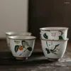 Theekopjes boetiek ru oven keramische theekopje reismeditatie cup hand geschilderde bloempatroon bowl master set accessoires
