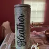 Benutzerdefinierter Name Tumbler ab Strass Edelstahl Wasserflasche 20oz Bling Thermos