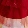 Robes de fille Childrens Hobe Nouveau mariage Qipao Standing Neck Girls Hobe Red Velvet Childrens Robe Nouvel An Vêtements de Noël Y240514