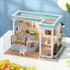 Architectuur/doe -het -zelf huis houten miniatuur poppen huis handgemaakte 3D puzzel assemblage gebouw poppenhuis kits klein huis met meubels speelgoed voor kinderen geschenken