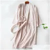 Ethnic Clothing Couple Stripe Japanese Style Cotton Kimono Yukata Woman Haori Sleepwear Men Samurai Costume Long Gown Pajamas Japan Dh6Bf