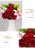 3pcs fleurs décoratives couronnes artificielles fleurs blanc lis rouge rose rose gros bouquet en plastique de soie fausse fleur de fleur pour décoration de mariage à la maison.