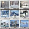 Tapisseries Winter Woods Snow Imprimer Modèle Tapestry Home Chadow Salon Dormitory Wall Decor Fandle Tissu