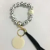 Ball Keychain Bracelet Sports Tassel Beaded Keychains Pendant Creative Football Basketball Baseball Wooden Bead Bracelets s s