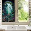 Adesivos de janela manchados filme de vidro de cogumelo de cogumelos estático se apagar uma tonalidade decorativa para casa