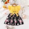 Sukienki dla dziewcząt dla dzieci 1-7 lat urodzin w stylu koreański Koreański Sute Rękaw Słodka kwiatowa bawełniana księżniczka Formalne sukienki OOTD dla niemowląt Girll2405