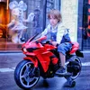 Barnvagnar# ny 12v kraftfullt dubbelkörning 3-8 år gamla barn pojkar och flickor som laddar tvåhjulsleksakens elektriska motorcykel T240509