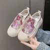 Casual Shoes Bean Small White Soft Soled Slip-on Bread Cherry Blossom Sequin Shoes--A08