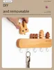 Hooks Entry Way Wall Mounted Wooden Key Holder Cartoon Kids Room Home Decorate With 5 Hanger Mount Hat Bag Coat Rack