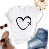 T-shirt de voyage pour femmes coeur coeur amour imprime