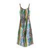 Women's Runway Dresses Spaghetti Straps Floral Printed Loose Design High Street Fashion Casual Holiday Mid Vestidos