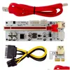 Controladores de cartões de interface do computador Branco ver 010x PCIE RISER CARD COM 6 LUZES DE FLASH LED 8 CAPACITORES 009S 010S PLUS PCI-E 1X a 16 OTGOZ