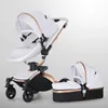 Carrinhos# Novo Baby Stoller de alta qualidade Baby 3/2 em 1 bebê PRAM PERONCAPE DOBRE PU PU CALUERWAGEN Carriage Car Carro Recém -nascido H240514