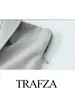 Short féminin Trafza High Waist Pleed A-Line Jupe Side Zipper Casual 2024 Summer Grey Wide Y2k