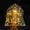 Arkitektur/DIY House Miniature Dollhouse Case Doll House med LED -ljus DIY 3D -pusselmontering Modell Handgjorda DIY Cabin Creative Casey Flower House