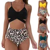 Swimwear féminin Femmes Sexy Leopard Print Bikini Set Push Up Bathing High Wiston Swimsuit Fixly Conçoit de couleur vibrante