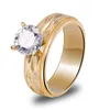 Cluster Anneaux Antiquise Alliance Designer Female Ring Noir en acier inoxydable mâle Druzy Stone Ladies Bijoux JH1508