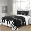 Ensembles de literie modernes notes en noir et blanc piano clavier de musique conception de couverture de couette à double lit à double lit 2 pcs oreiller