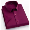 Chemises habillées pour hommes pour hommes courts Slve Shirts Color solide Summer Color Tops Down Couleur standard Fashion Elegant Business Smart Dress Shirts Y240514