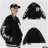 Vestes pour hommes 2023 Designer et femmes de baseball Varsity Varsity Streetwear Streetwear Fashion Loose épissage File de manteau fileté Drop Deli DH9SA