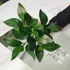 Flores decorativas de 30 cm de plantas artificiais eucalipto folhas verdes de bolota verde peperomia arbustos de alta qualidade ao ar livre