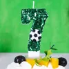 5Pcs Candles Green Football Candle Birthday Cake Decor Sparkling Digital Candle Cake Topper Baking Birthday Party Wedding Decoration Supplies
