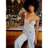 Women's High Tailed Paillin Jumpsuit, Sexy en Spicy Girl -outfit, gecombineerd met Suspender Vest Pants F51433