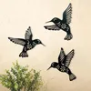 Dekoracyjne figurki 3PCS Metal Hummingbird Wall Art Decor Decor Puste Iron Black Bird Statue Ornament