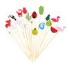 50100Pcs Star Disposable Bamboo Skewers Food Cocktail Picks Buffet Fruit Cupcake Fork Sticks Party Table Decoration Supplies 240422