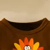Zestawy odzieży ZZLBUF BRODY BABY Boy Święto Dziękczynienia Moje pierwsze ubrania Romper Romper Turkey Pants Set