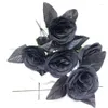 Czarny dekoracyjny halloweenowy kwiaty 1pcs róża sztuczne rośliny bukiet na majsterkowanie na przyjęcie weselne rodzinne dekoracja pokoju Bożego Narodzenia