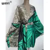 Bohemian imprimé auto-celté en liberté d'été élégant tunique de plage gratuite kimono femmes street warans décontracté robe maxi