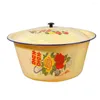 Dinnerware Sets Enamelware Serving Bowl Soup Pot Ramen Lid 26Cm Vintage Enamel Mixing Salad Pasta Wash Basin