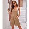 One Piece Jumpsuit For Woman Summer Sexy Sleeveless Romper Playsuit New Casual Pocket Sling Knitted Shorts Jumpsuits Backband Pants Women