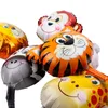 Décoration de fête 6pcs / lot Balloons de papier d'aluminium de tête d'animal Lion Hélium Ballon Jungle Safari Animaux Decor Baby Shower Balloin