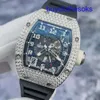 Lastest RM Wrist Watch RM010 Automatisk mekanisk klocka RM010 AG WG Original Shell Outer Ring Bakre diamantsida Full Diamond 18k