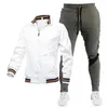 Frühlings- und Herbstsaison Street Running Sport Trend Herren Fashion Casual Jacket Spliced Print Long Sleeve Set 240428