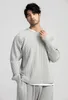 Miyake Pleled Full Sleeve Yuvarlak Yuvarlak Tişört Moda Moda Japon Sokak Giyim Uzun Kollu Sade T-Shirt Gündelik Top 240513