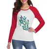 Frauenpolos O Ginkgo (in grün) Langarm T-Shirt Tops Customized T-Shirts Grafikkleid für Frauen Plus Size