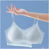 BRAS 1PC Sömlösa kvinnor plus storlek Tra tunna underkläder damer skjuter upp Big Ice Silk Breattable Female Bralette Soutien Gorge Drop Deliv Dhaml