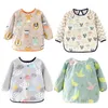 Cute Cartoon Baby Bibs Cotton Colorful Infant Bib Full Sleeve Gown Children Long Sleeve Apron Coverall Feeding Drawing Bibs 240514